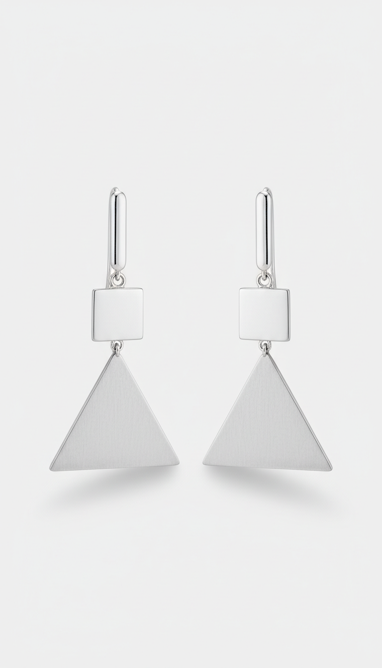 Geometric Statement Silver Earrings